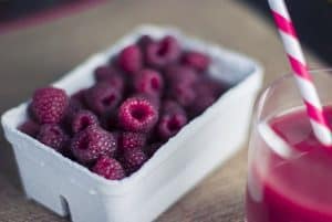 raspberries and smoothie