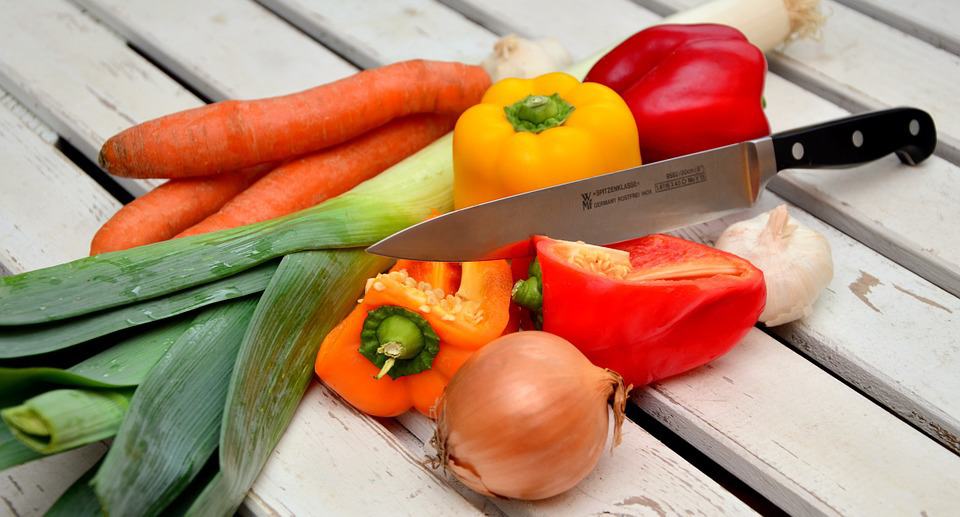 Chef cutting vegetables